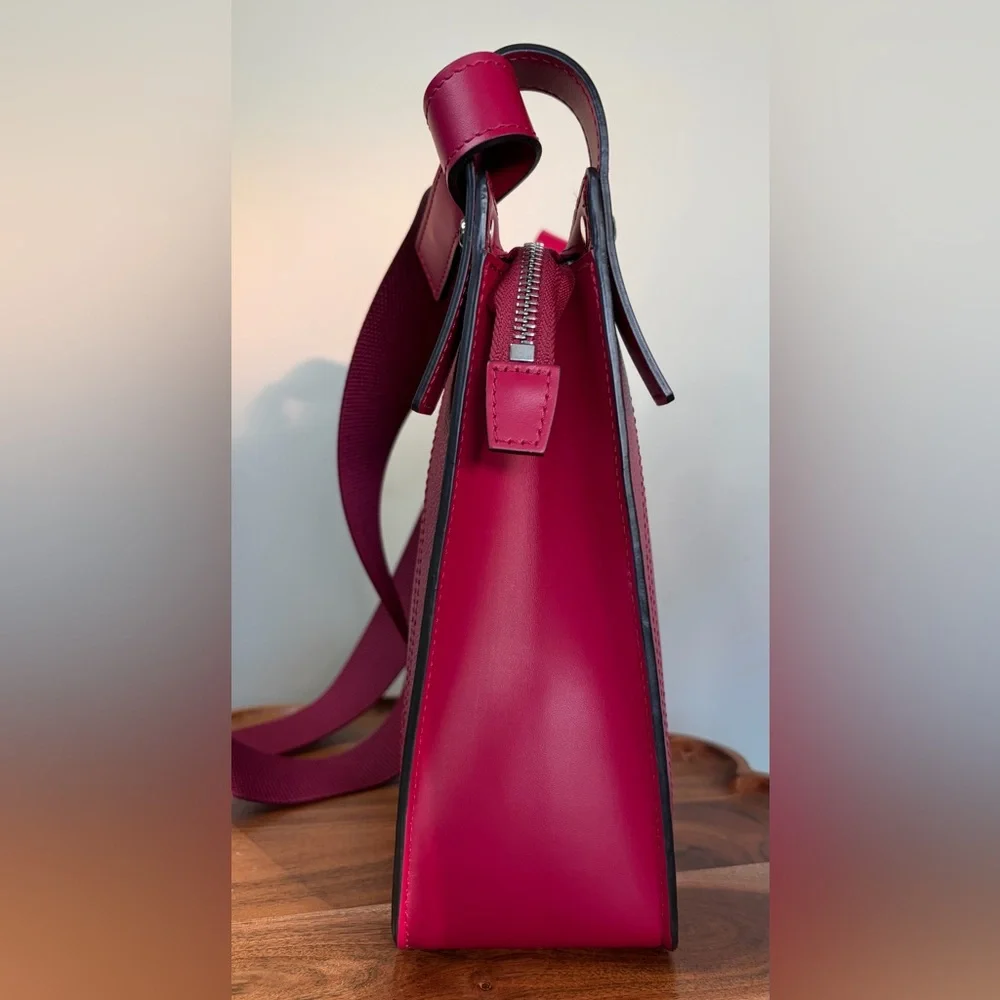 Longchamp Le’Foulonne S Leather Crossbody Beetroot Magenta Like New - Picture 15 of 17